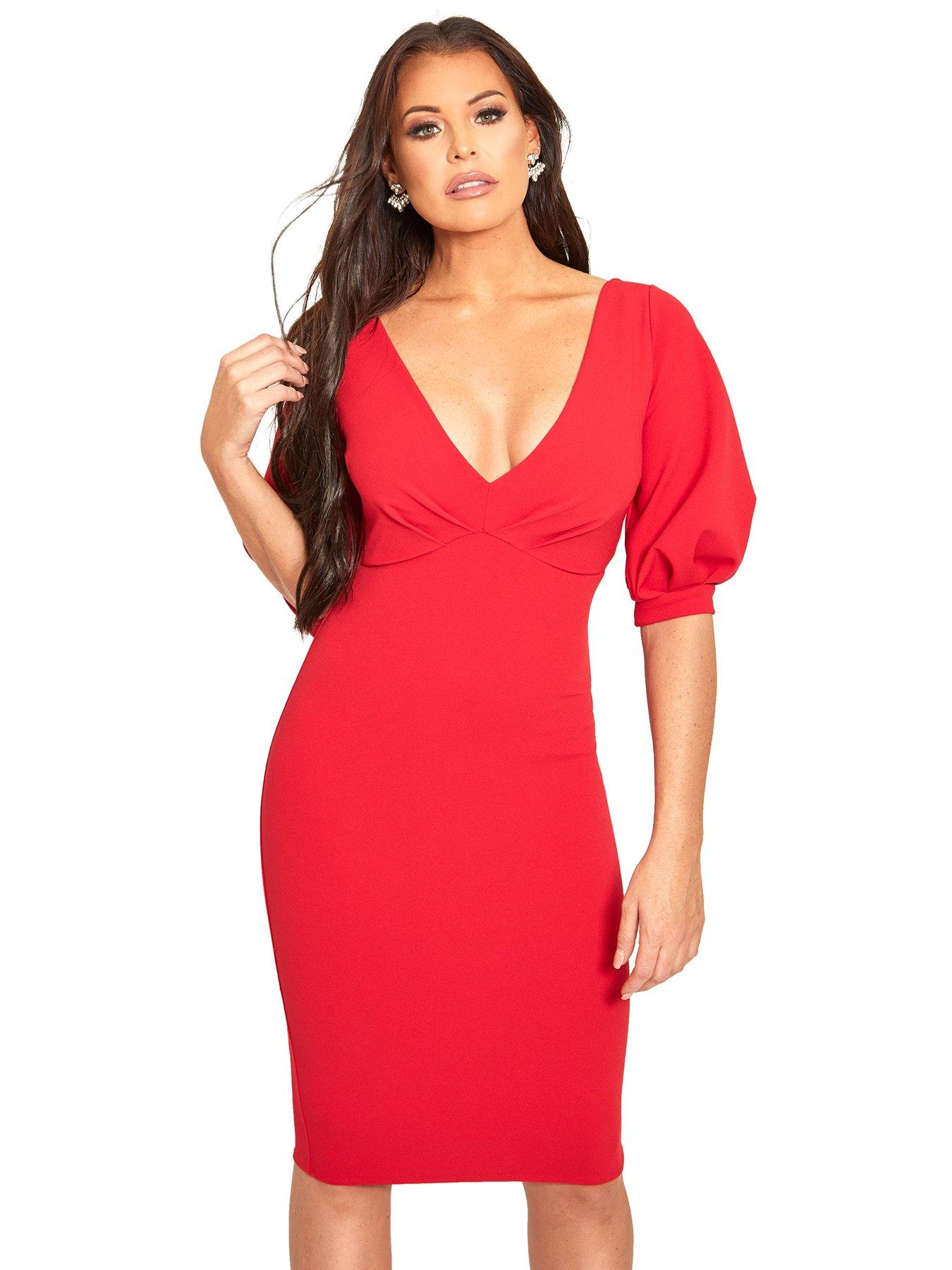 Red Bodycon Midi Dress